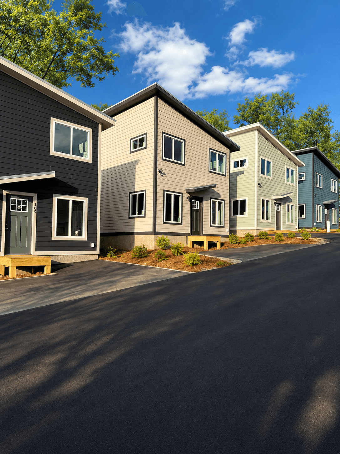 Photo of a completed row of Compact Cottages homes
